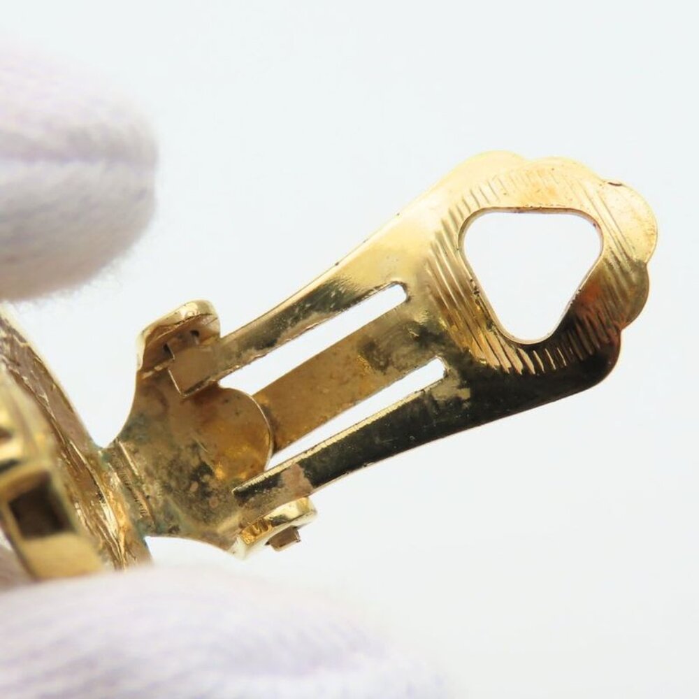 Christian Dior Earrings CD Logo Metal Rhinestone Gold Plated GP Accessories - Picture 6 of 9